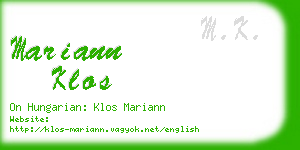 mariann klos business card